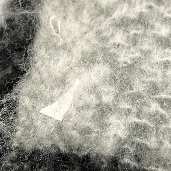 Oversized Plaid Scarf Fuzzy Black Gray White with Tassels - Picture 6 of 9